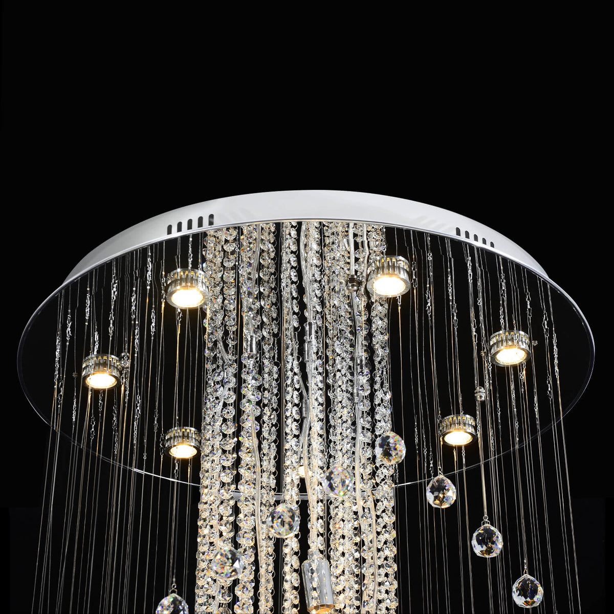 Lustre Spirale Cristal Argenté Gouttes argenté