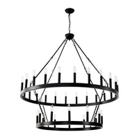 Lustre Double Niveau Industriel Noir pour Salle à Manger