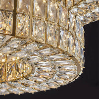 Lustre Cristal Doré à Double Anneau pour Salle à Manger