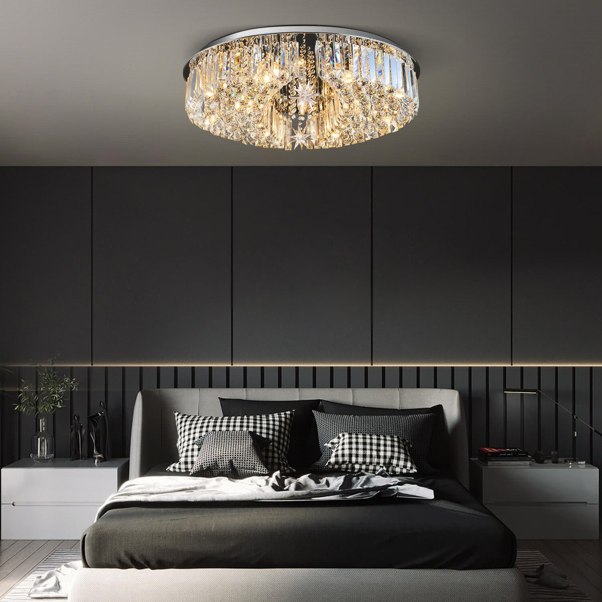 Lustre Rond Cristal Salon Lune en situation