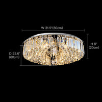 Lustre Rond Cristal Salon Lune allumé ambiance