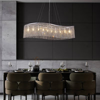 Lustre Rectangulaire Cristal Salle à Manger Vague vue d'ensemble