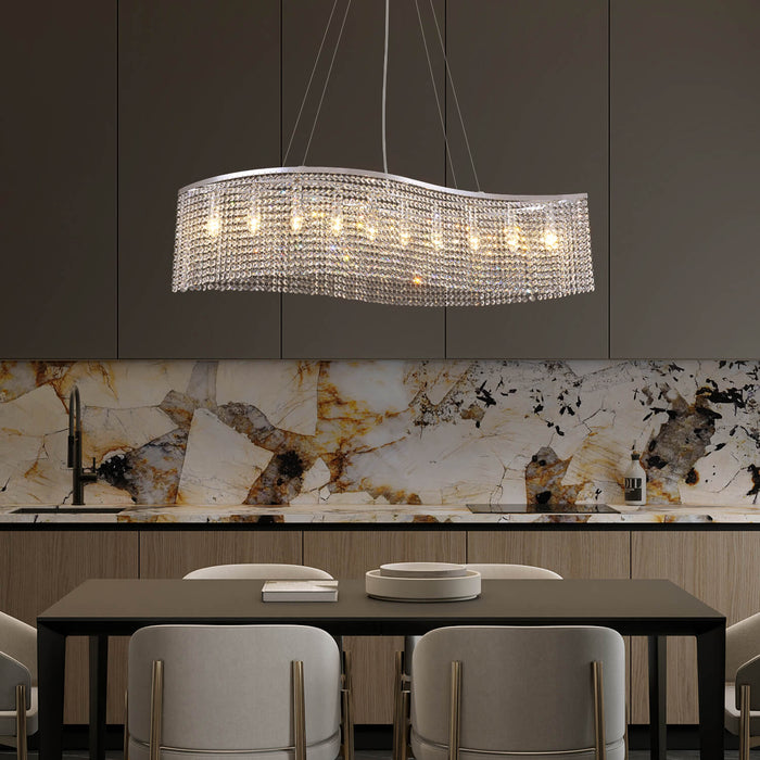 Lustre Rectangulaire Cristal Salle à Manger Vague