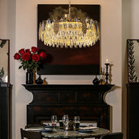 Lustre Rond Cristal Doré Télécommandé