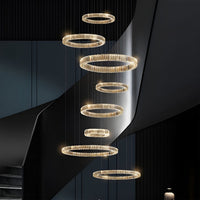 Lustre Cristal Doré 8 Niveaux pour Salon