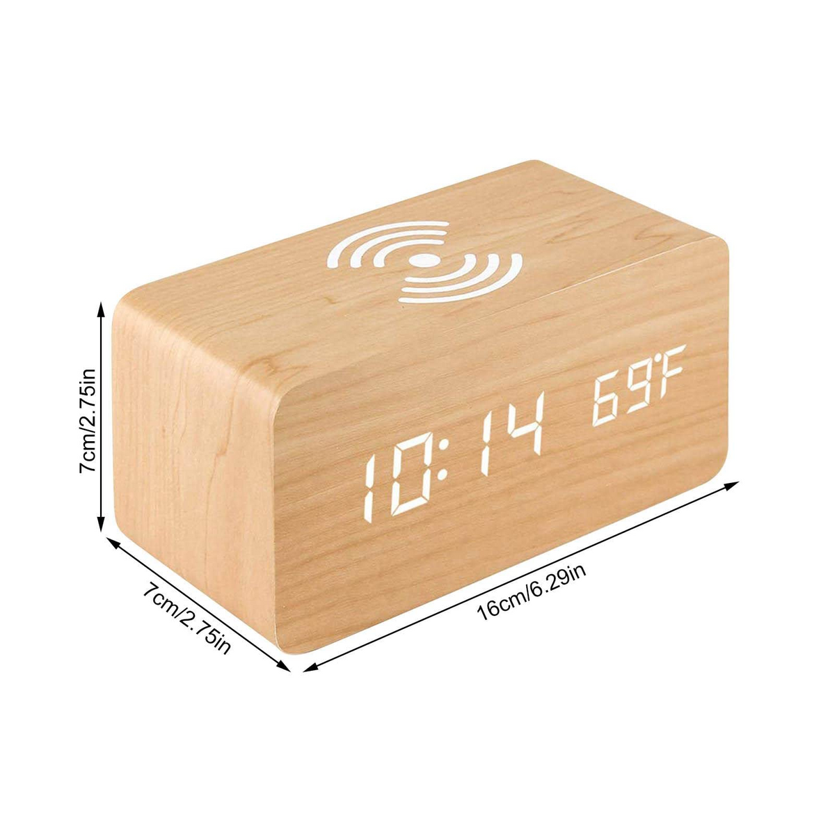 SOLENNE - Réveil Numérique en Bois avec Chargeur Sans Fil Lumio™
