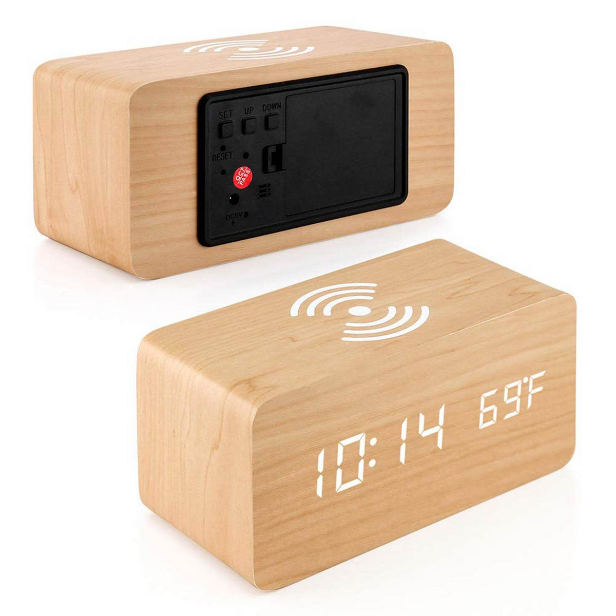 SOLENNE - Réveil Numérique en Bois avec Chargeur Sans Fil Lumio™