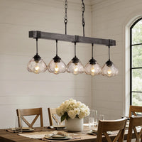 Lustre Cristal Style Farmhouse Chic pour Salle à Manger