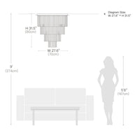 Lustre Rond Cristal Salon Argenté