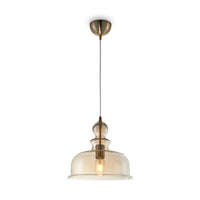 Détail du verre ambré bullé de la suspension globe ambré Lumio