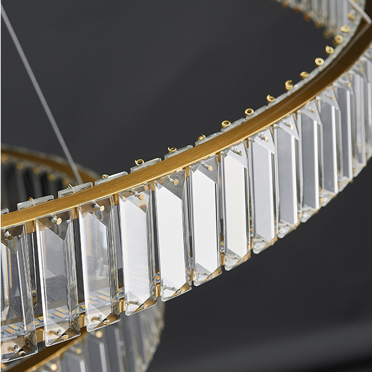 Lustre Cristal Doré 8 Niveaux pour Salon