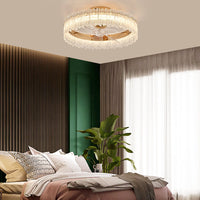Plafonnier Ventilateur Cristal Doré Oscillant