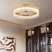 Plafonnier Ventilateur Cristal Doré Oscillant