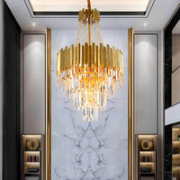 Lustre Cristal Doré Moderne pour Salon