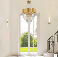 Lustre Cristal Doré Moderne pour Salon