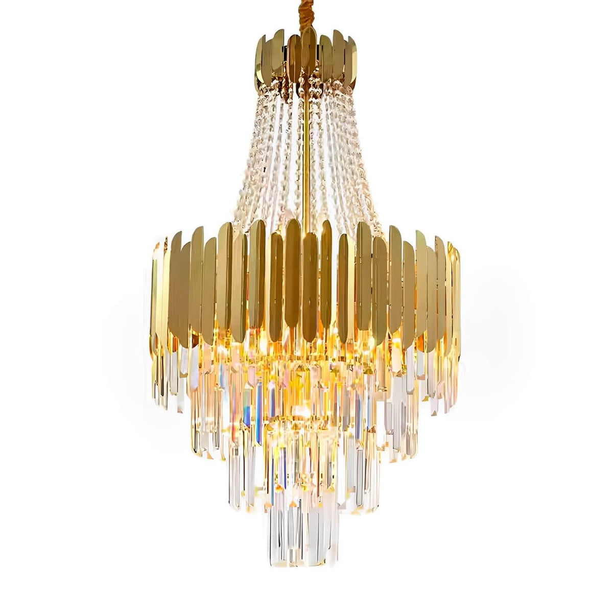 Lustre Cristal Doré Moderne pour Salon