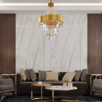 Lustre Cristal Doré Moderne pour Salon