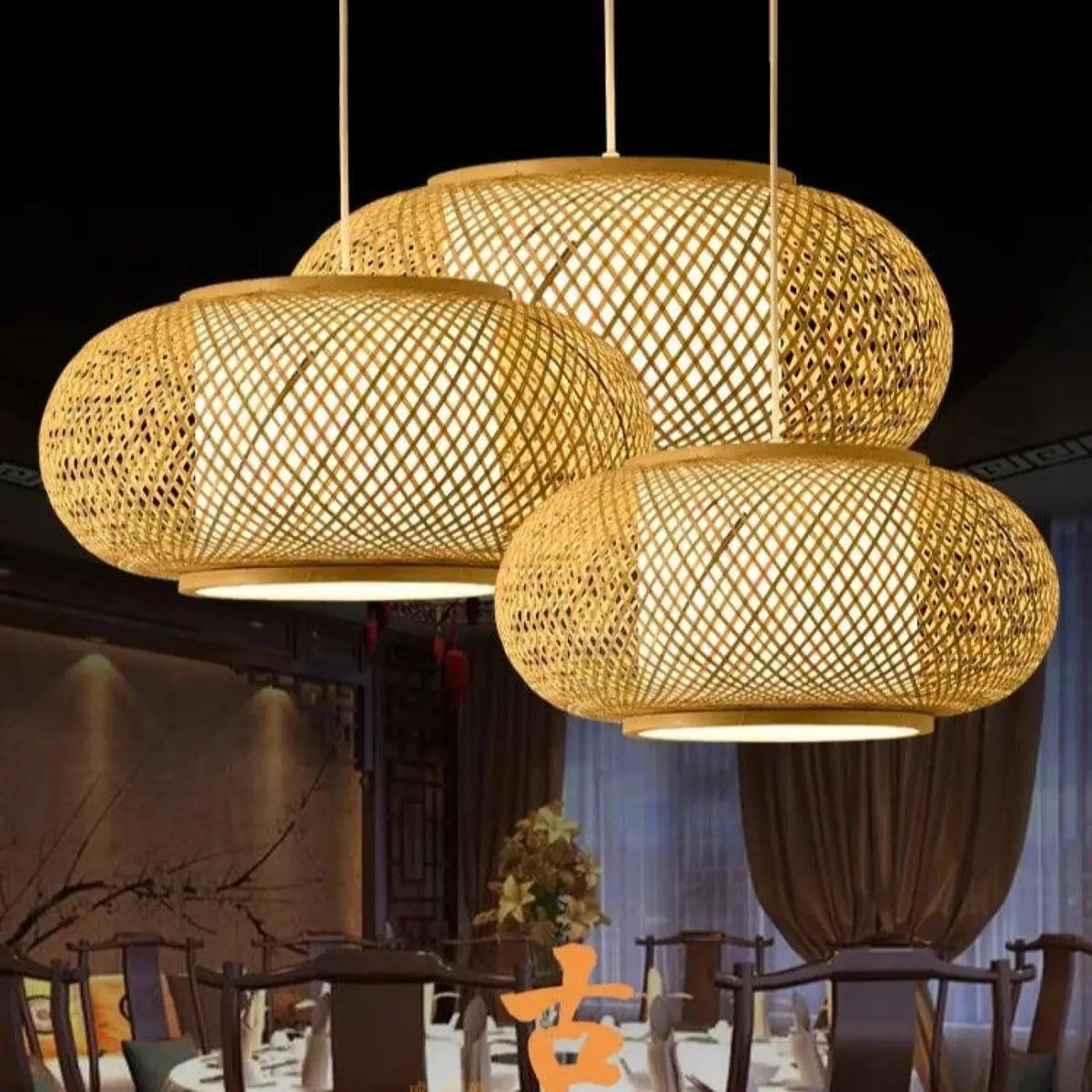Grande Suspension en Rotin Naturel