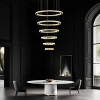 Lustre Multi-Anneaux Cristal Moderne pour Salle à Manger