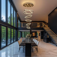 Lustre Multi-Anneaux Cristal Moderne pour Salle à Manger