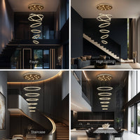 Lustre Anneau Cristal Noir gros plan
