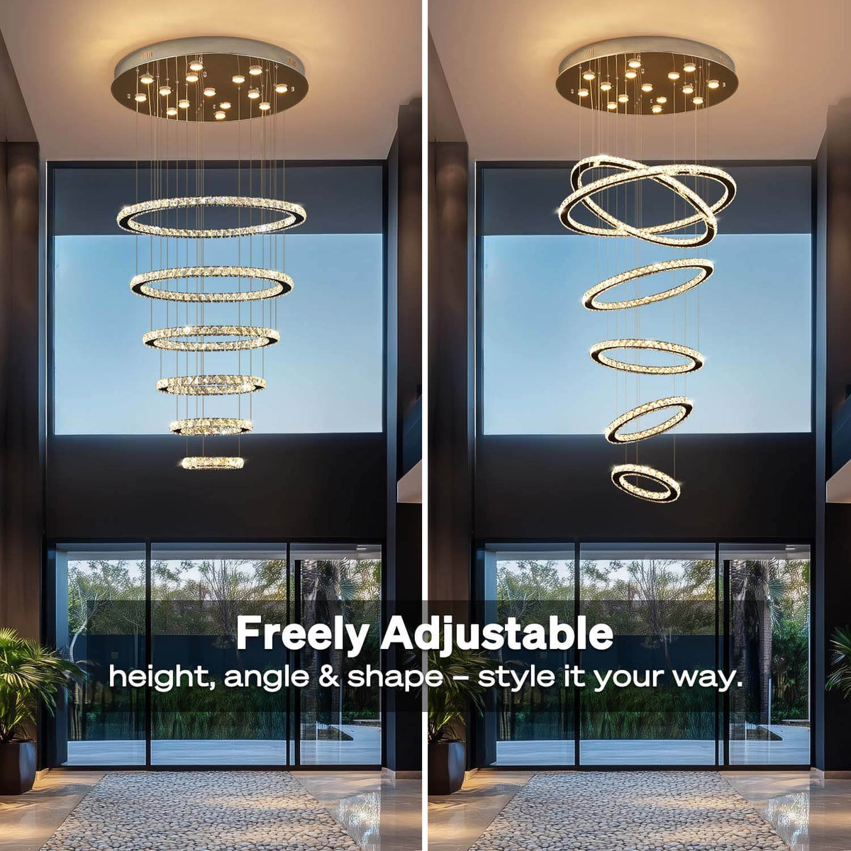 Lustre Anneau Cristal Noir design