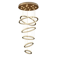 Lustre Multi-Anneaux Cristal Moderne pour Salle à Manger