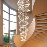 Lustre Double Spirale Cristal Escalier