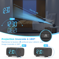 SKYTIME | Réveil Projecteur LED 180° avec Radio FM & USB