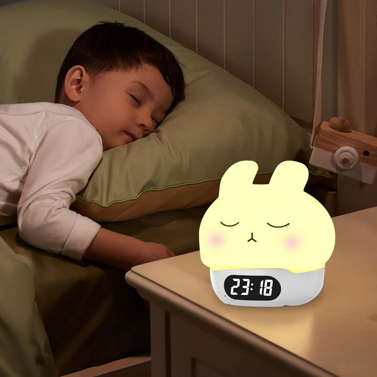 LUMILAP - Réveil Enfant Lapin avec Veilleuse et Température Lumio™