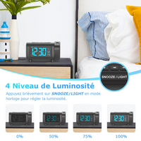 SKYTIME | Réveil Projecteur LED 180° avec Radio FM & USB