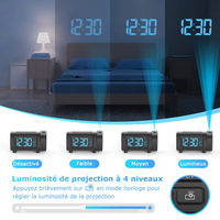 SKYTIME | Réveil Projecteur LED 180° avec Radio FM & USB