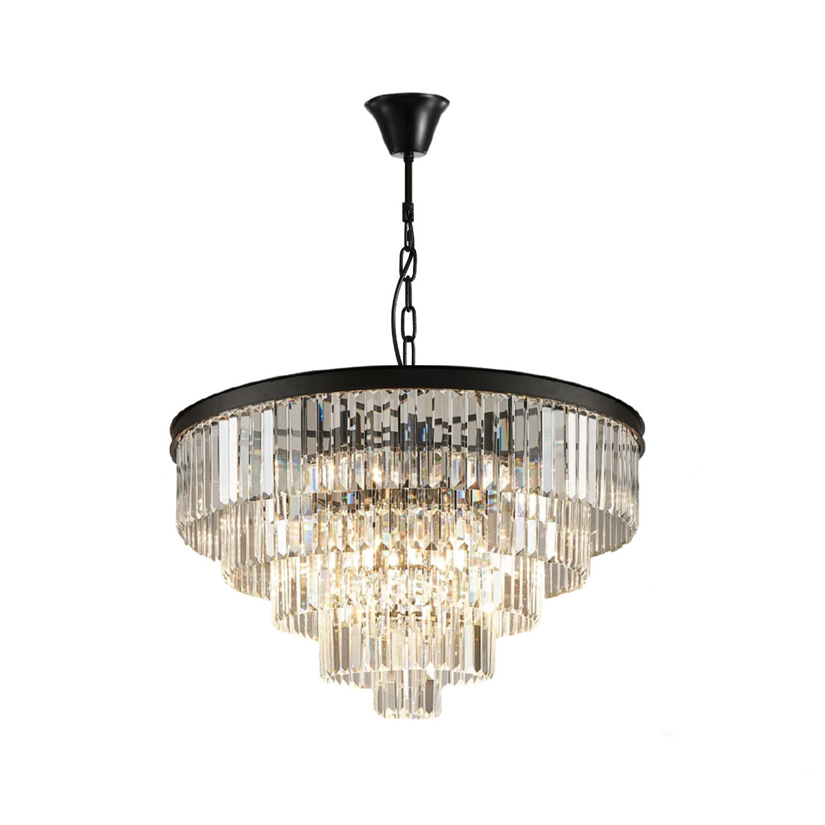 Lustre Rond Cristal Salle à Manger Noir suspendu