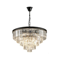 Lustre Rond Cristal Salle à Manger Noir suspendu
