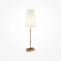 Lampe de chevet dorée Chloé au pied fin et abat-jour clair