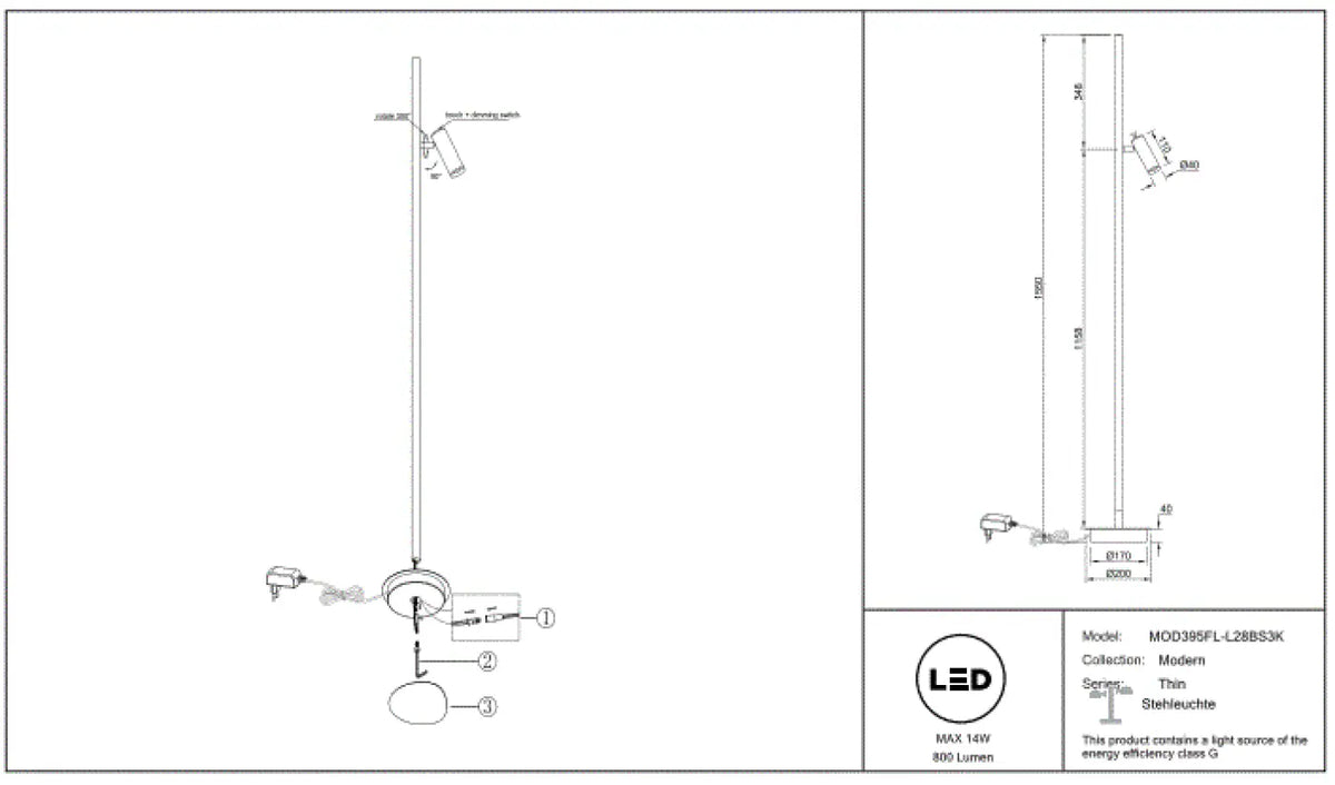 Trois lampes de chevet rechargeables alignées sur une table à manger, vue 17