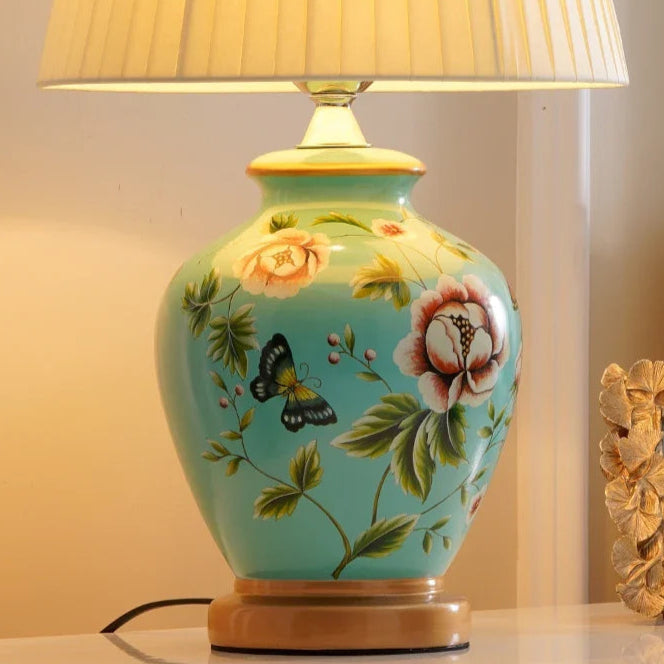 Lampe De Chevet Céramique Fleurs maison-lampe-de-chevet