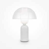 Lampe de chevet céramique blanche avec abat-jour textile chaleureux