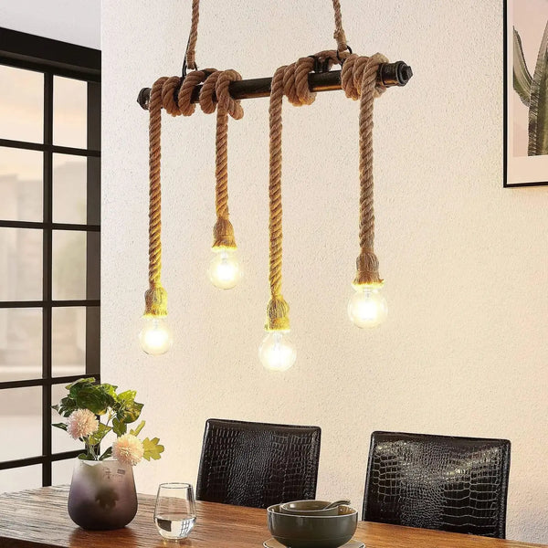 Lampe Suspendue en Corde Vintage