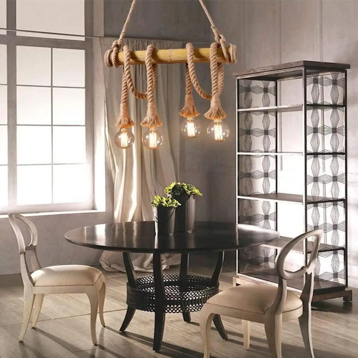 Lampe Suspendue en Corde Vintage