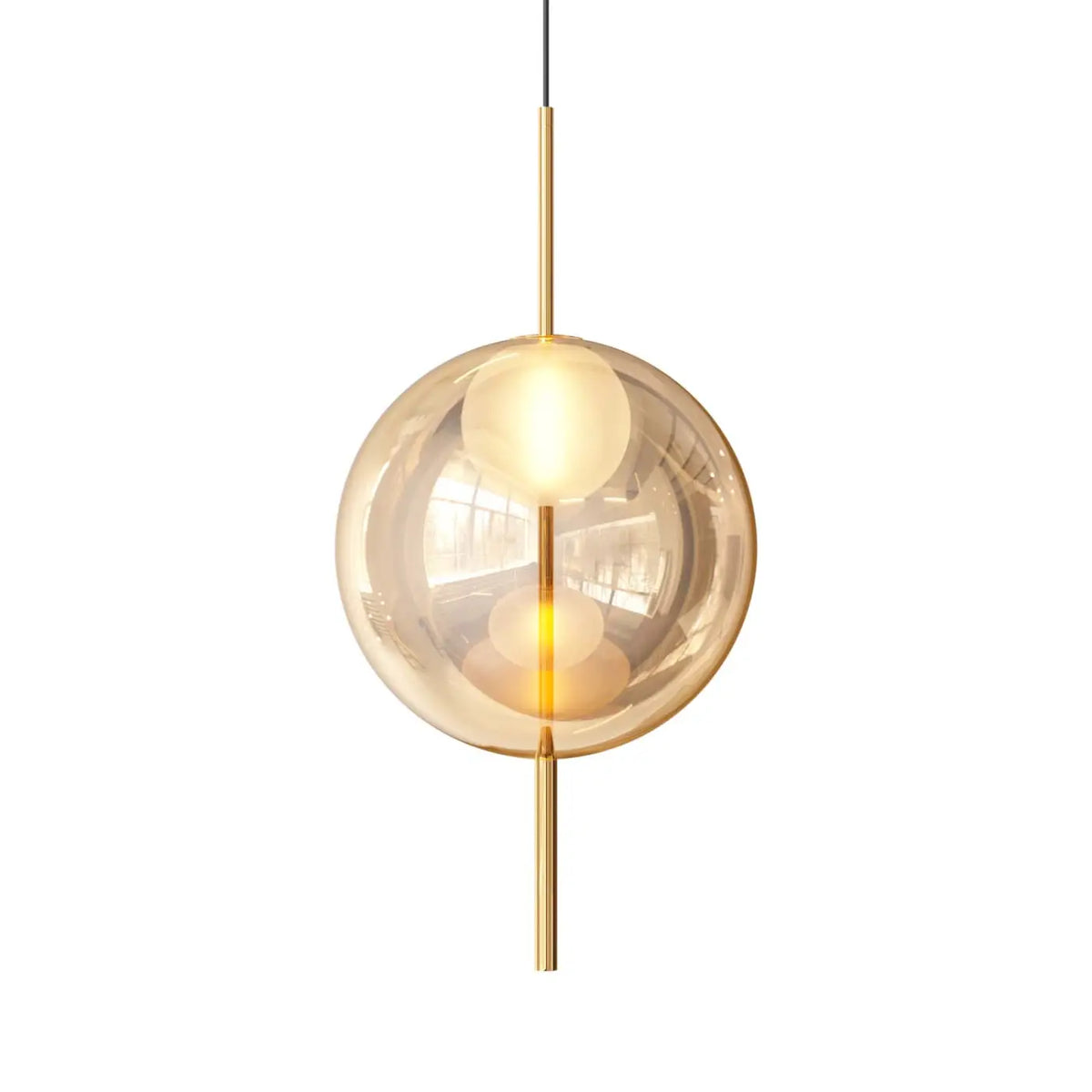 Détail de la sphère en verre sablé de la lampe suspendue en verre Lira, vue 8