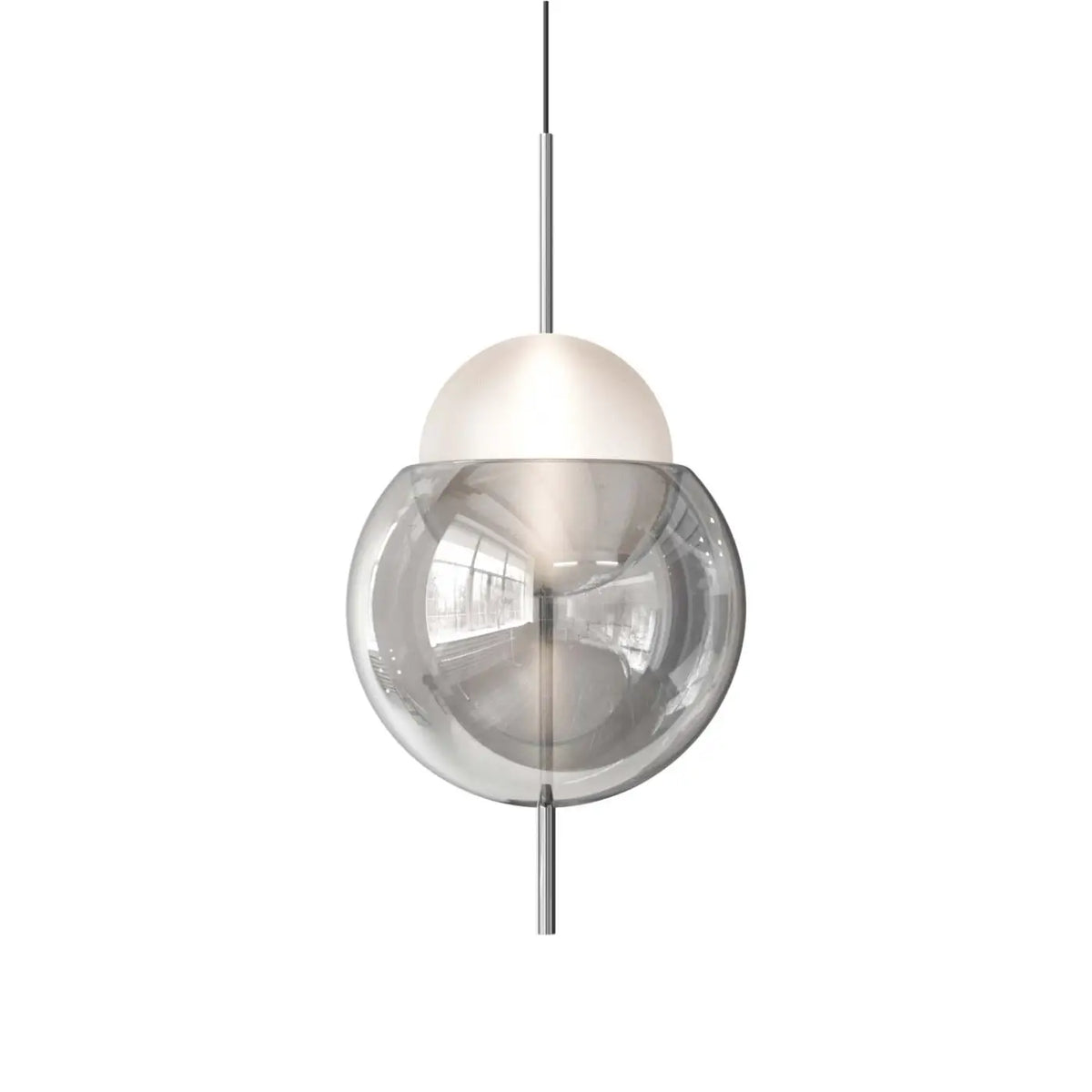 Lampe suspendue en verre sphérique Lira avec reflets dorés dans un salon, vue 19