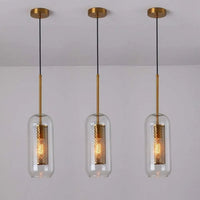 Lampe Suspendue Industrielle en Verre et Métal