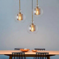 Lampe Suspendue Industrielle en Verre et Métal