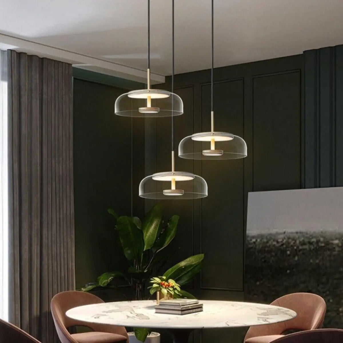 Lampe Suspendue en Verre Doré Vintage