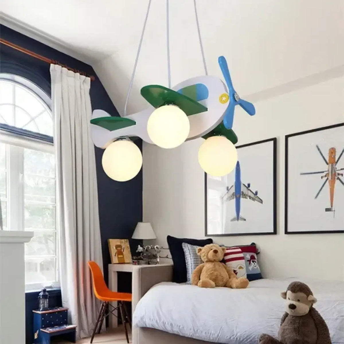 Lampe Suspendue Avion avec Boules Lumineuses pour Enfant
