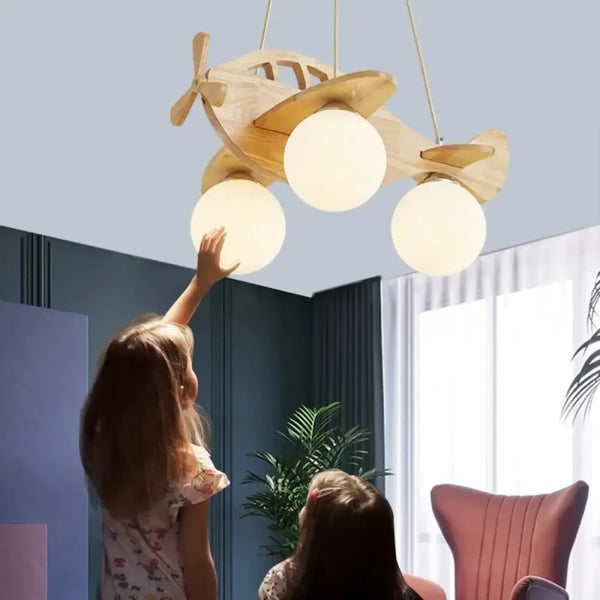Lampe Suspendue Avion avec Boules Lumineuses pour Enfant