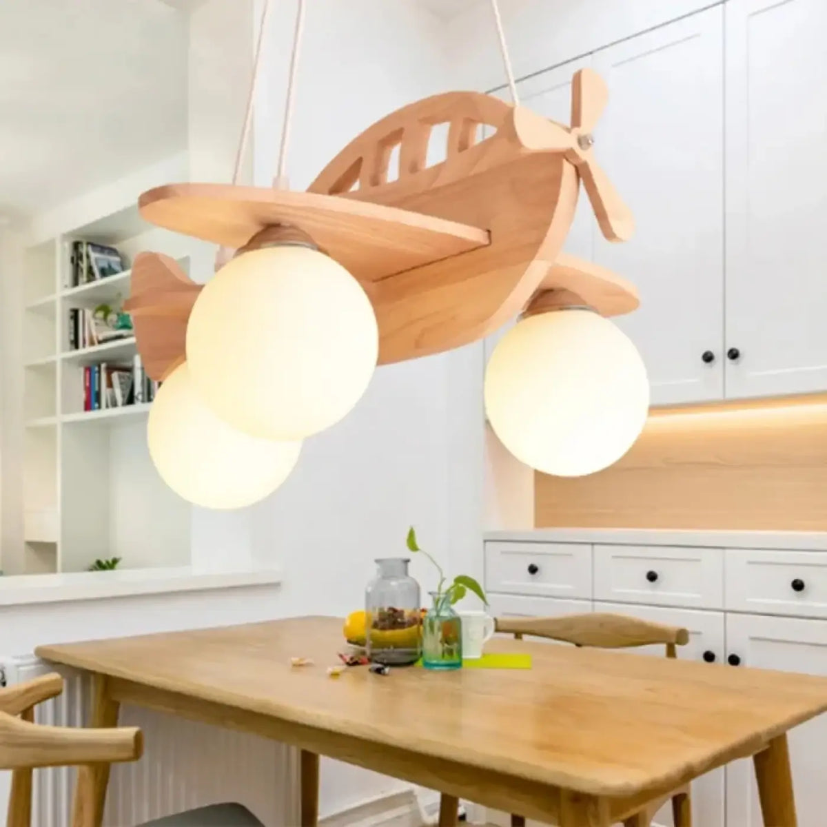 Lampe Suspendue Avion avec Boules Lumineuses pour Enfant