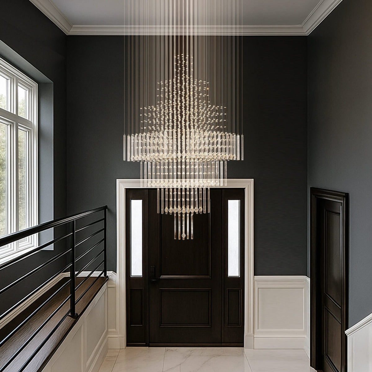 Lustre Cristal Gouttes pour Salon