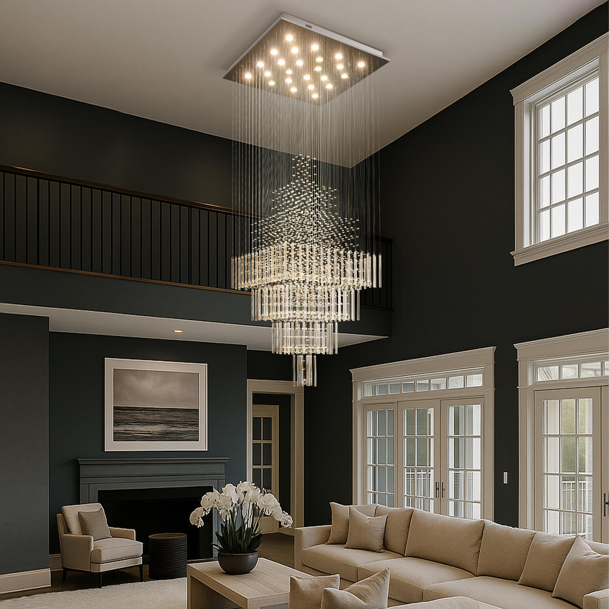 Lustre Cristal Gouttes pour Salon
